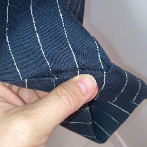 Y2K MISSONI Pinstripe Low Rise Flare Cuffed Dark Navy Trousers SZ: 6 - Picture 10 of 13